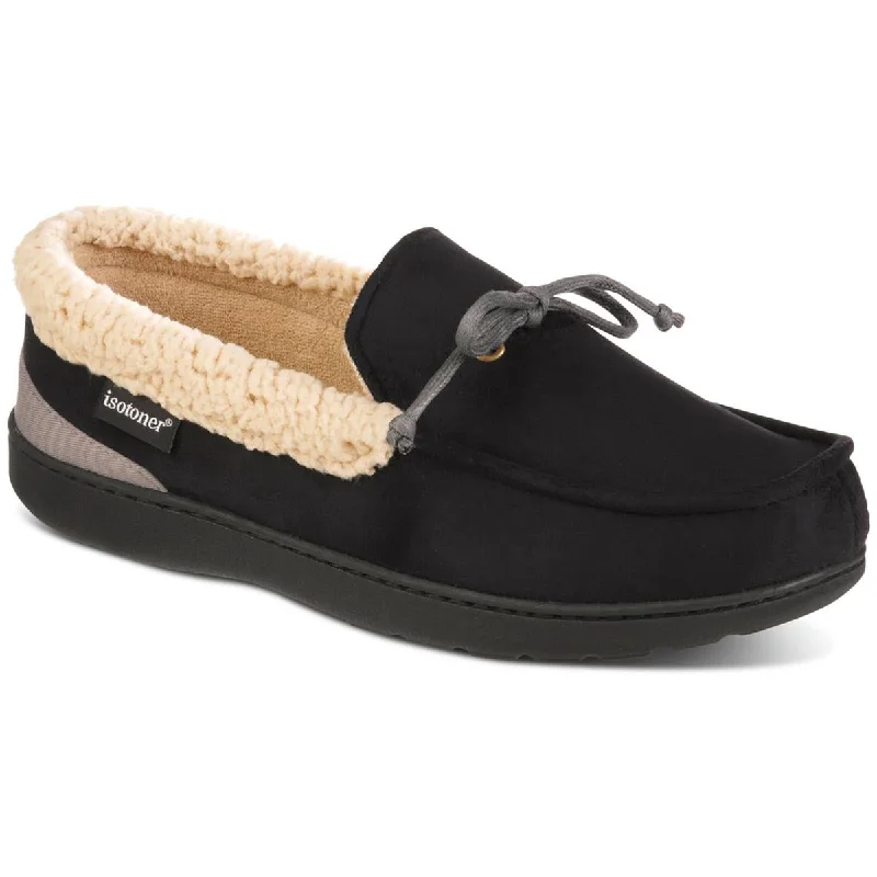 Isotoner Mens Vincent Faux Suede Memory Foam Moccasin Slippers