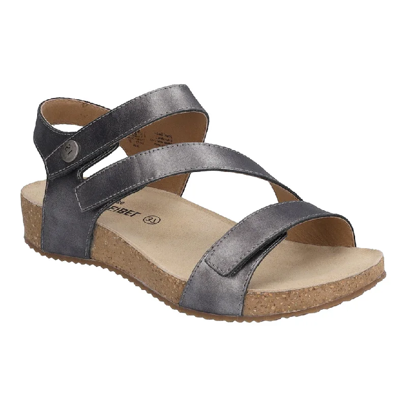 Josef Seibel Tonga 25 Ladies Anthracite Leather Touch Fastening Sandals