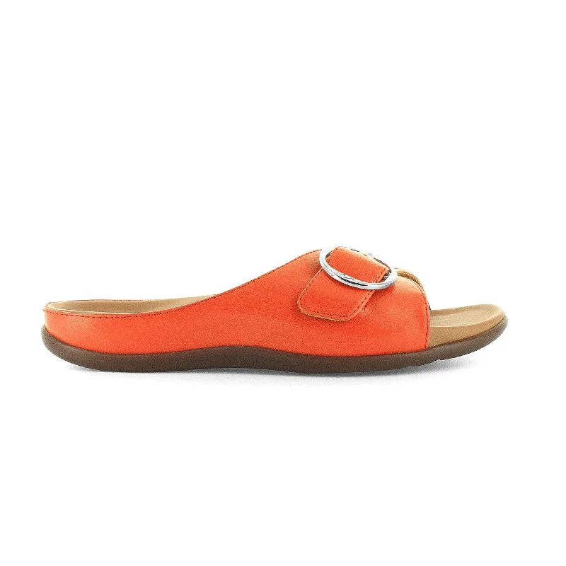 Strive Gavi II Ladies Orange Leather Arch Support Slip On Sandals