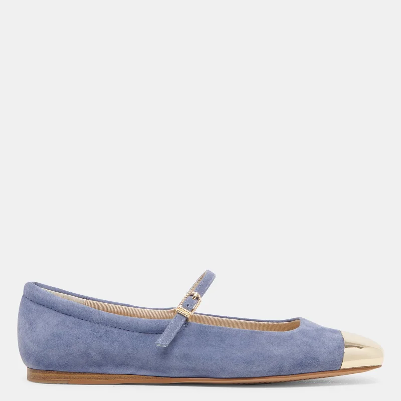 Reyes Toe Cap Ballet Flats Bluebell Suede