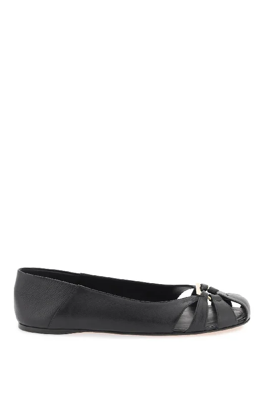 Ferragamo Elegant Ballet Flats with Iconic Gancini Detail