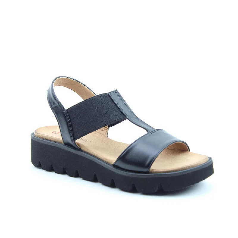 Heavenly Feet Ritz Ladies Black Vegan Pull On Sandals