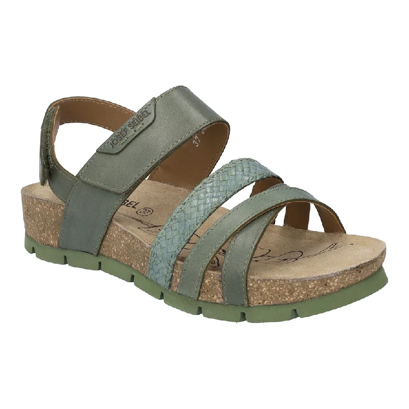 Josef Seibel Lucie 03 Ladies Sage Green Leather Touch Fastening Sandals