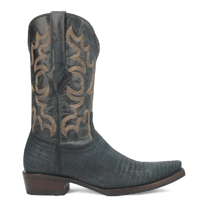 The Duke Embroidered Lizard Print Snip Toe Cowboy Boots