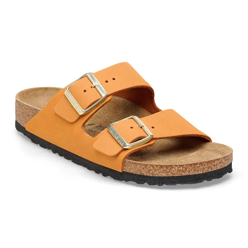 Birkenstock Arizona Leather Ladies Narrow Burnt Orange Nubuck Arch Support Buckle Sandals