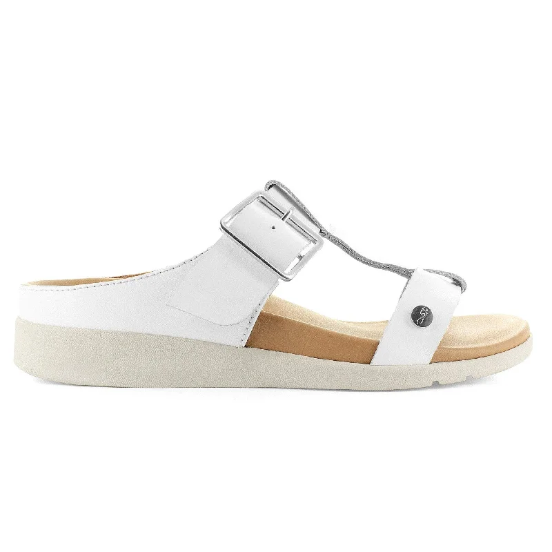 Strive Santorini II Ladies White Leather Arch Support Slip On Sandals