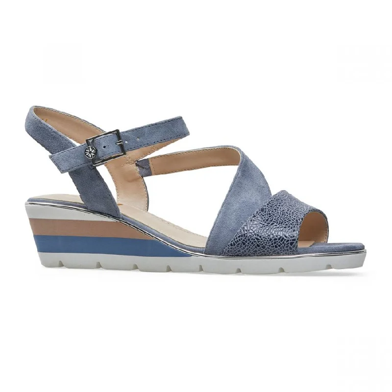 Van Dal Chennai X Ladies Antique Blue Suede Wedge Dressy Sandals