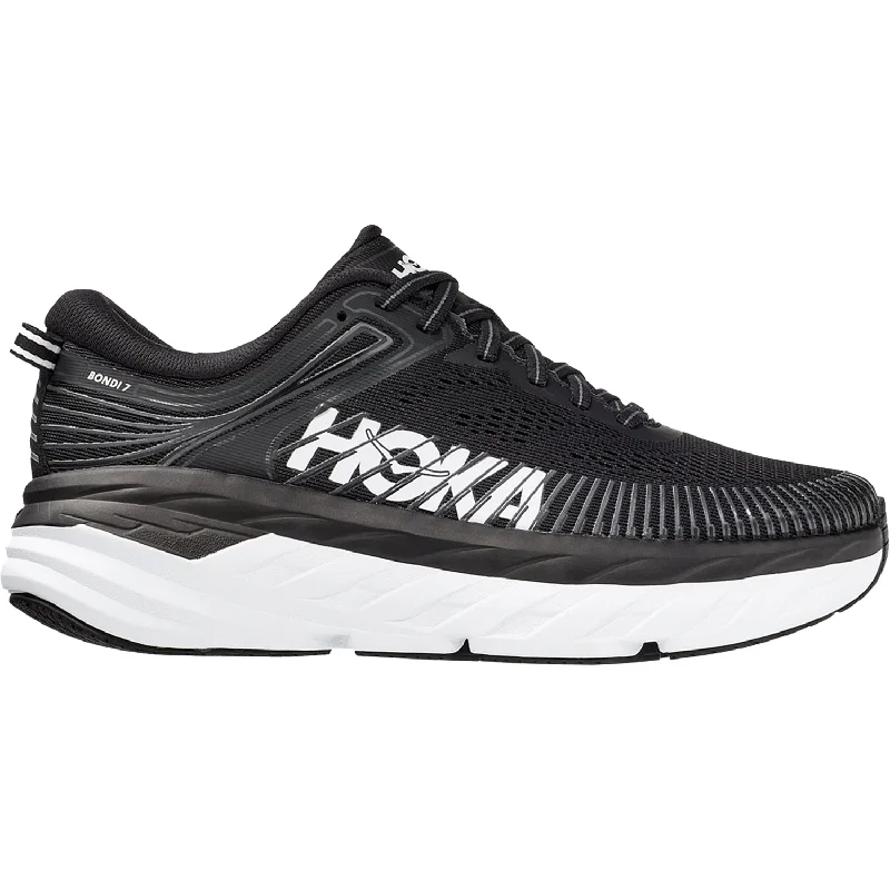 Men's Hoka Bondi 7 Black/White Mesh