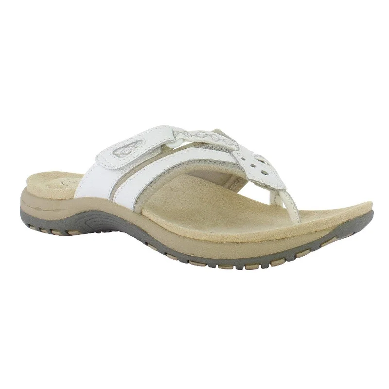 Free Spirit Juliet Ladies White Suede & Textile Toe-Post Sandals