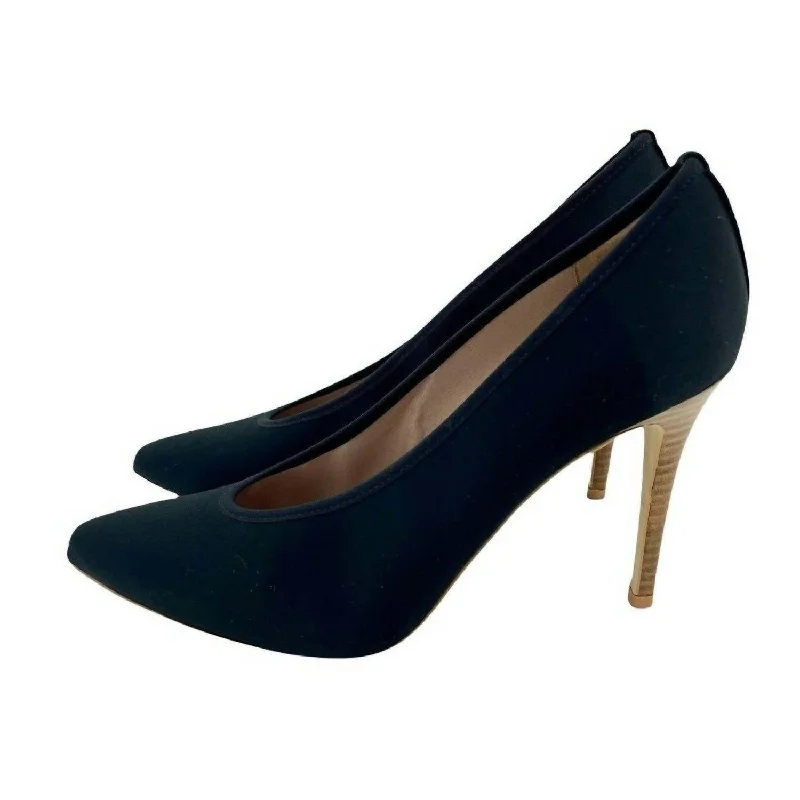 Women's Satin Pumps Pointed Toe Stiletto High Heels In Black