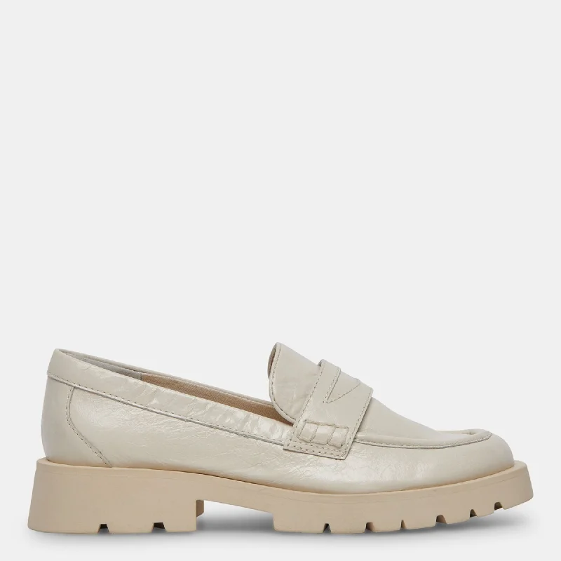 ELIAS FLATS OFF WHITE CRINKLE PATENT