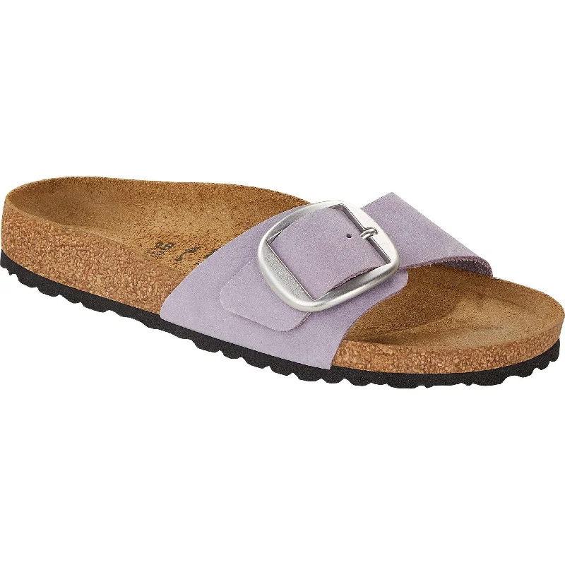 Birkenstock Madrid Big Buckle 1023965 Ladies Purple Fog Nubuck Arch Support Slip On Sandals