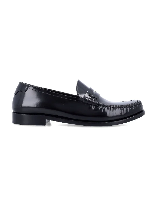 SAINT LAURENT Men's Leather Penny Loafers