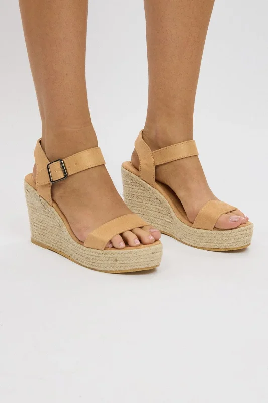 Beige Wedge Espadrilles Sandals