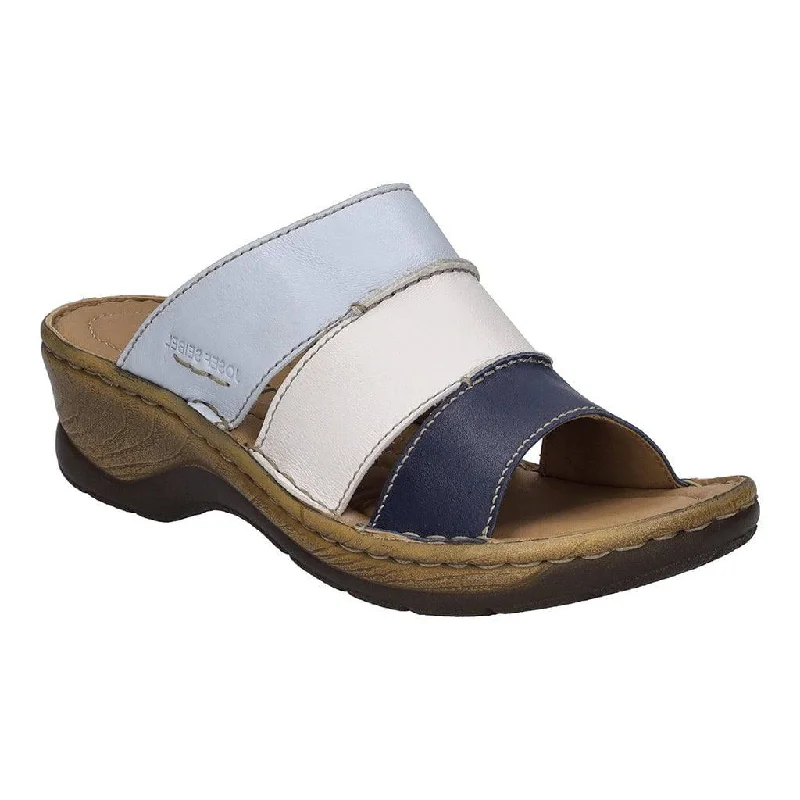 Josef Seibel Catalonia 86 Ladies Ocean Navy-Multi Leather Slip On Sandals