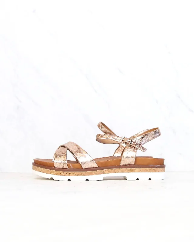 Very Volatile - Petite Ankle Strap Sandals in Rose Gold