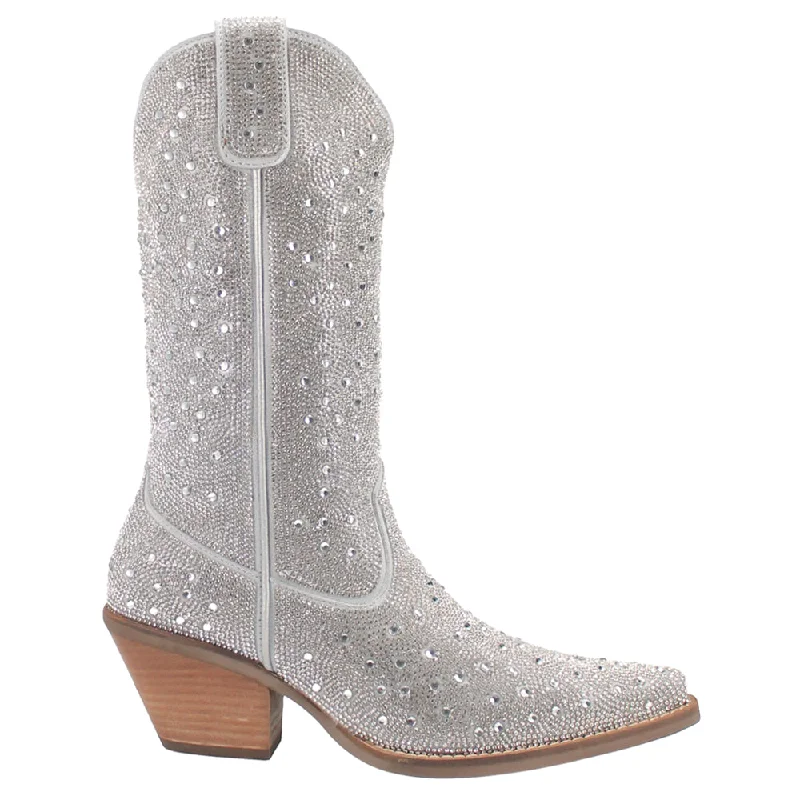 Silver Dollar Rhinestone Round Toe Cowboy Boots