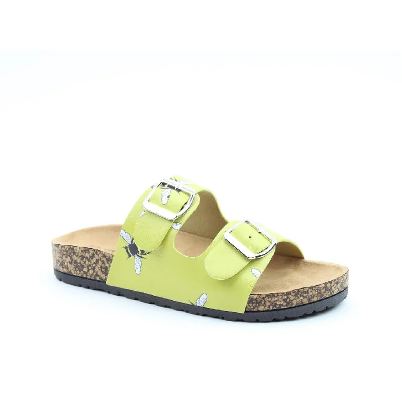 Heavenly Feet Harmony Ladies Lime Bee Vegan Slip On Sandals