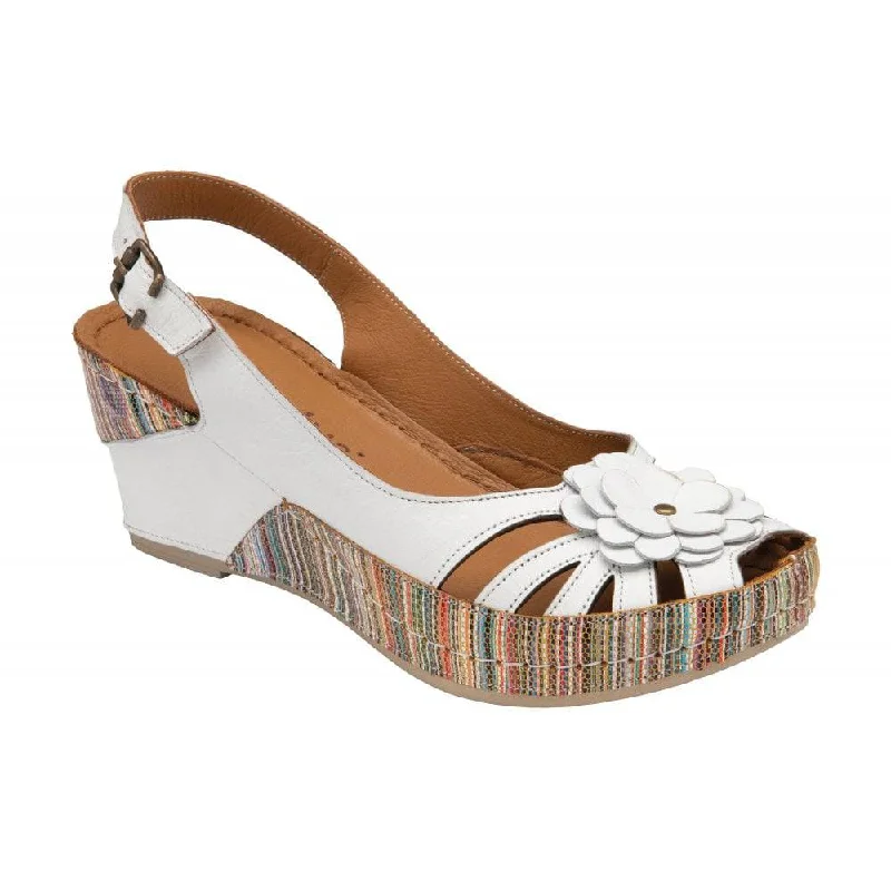 Lotus Caria ULP362 Ladies White Leather Buckle Sandals