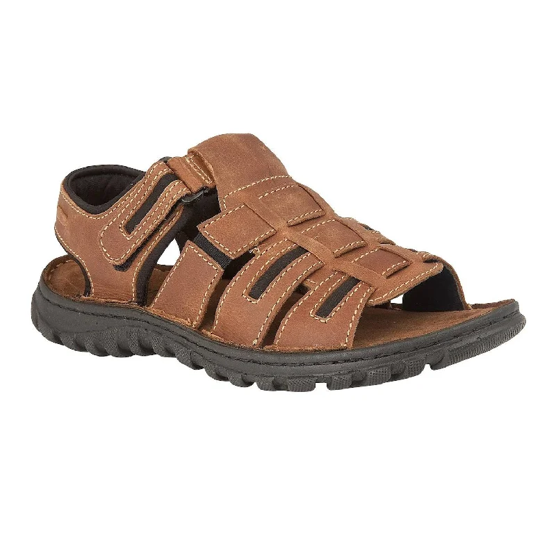 Lotus Dylan Mens Tan Leather Touch Fastening Sandals