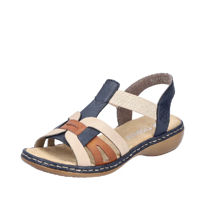 Rieker 65918-90 Ladies Navy Multi Slip On Sandals