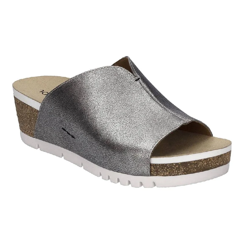 Josef Seibel Quinn 01 Ladies Silver Leather Arch Support Slip On Sandals