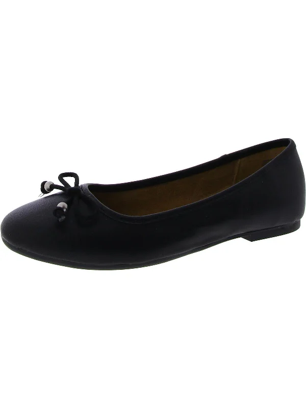 Womens Faux Leather Slip On Ballet Flats