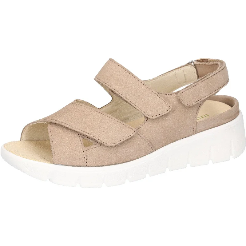 Waldlaufer 658001 191 094 K-Adea Ladies Beige Nubuck Arch Support Touch Fastening Sandals