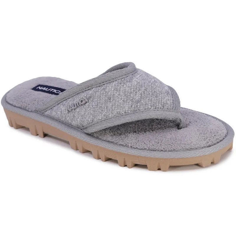 Nautica Womens Plush Slip On Thong Slippers