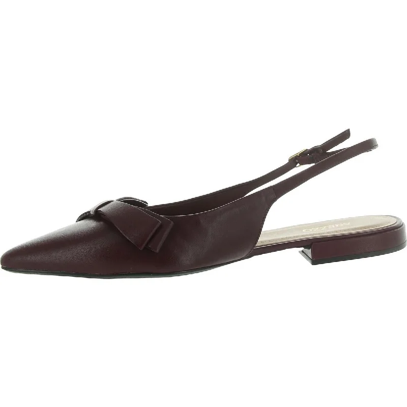 Eliza Womens Leather Buckle Ballet Flats