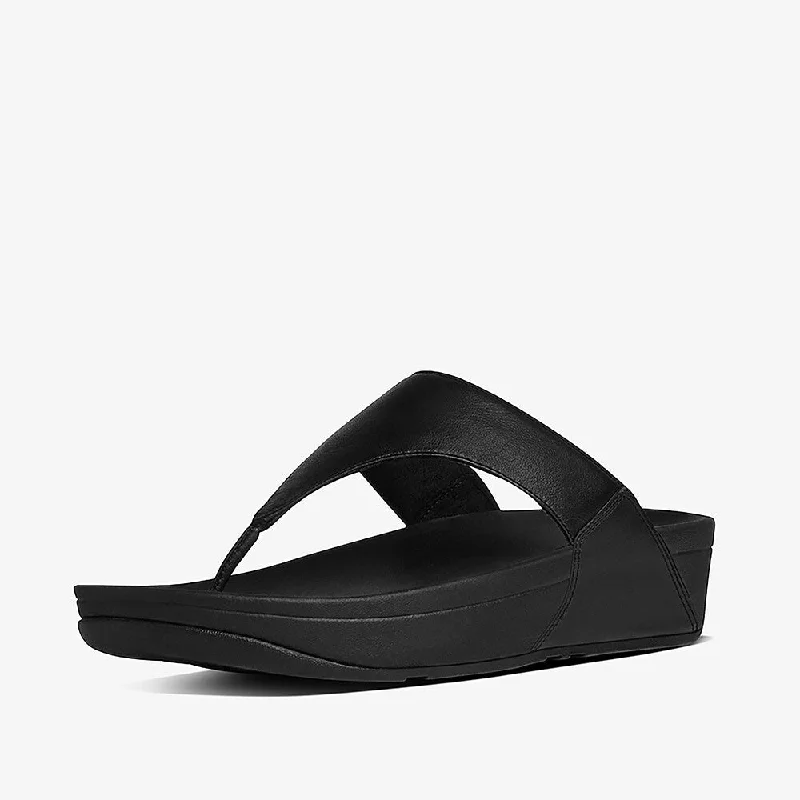 FitFlop I88-001 Lulu Leather Ladies Black Leather Arch Support Toe-Post Sandals