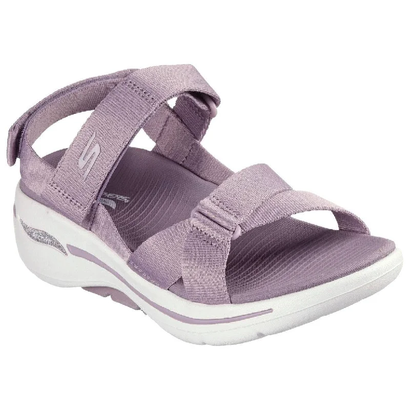 Skechers 140808 Go Walk Arch Fit Sandal - Attra Ladies Lavender Textile Water Resistant Vegan Arch Support Thong Sandals