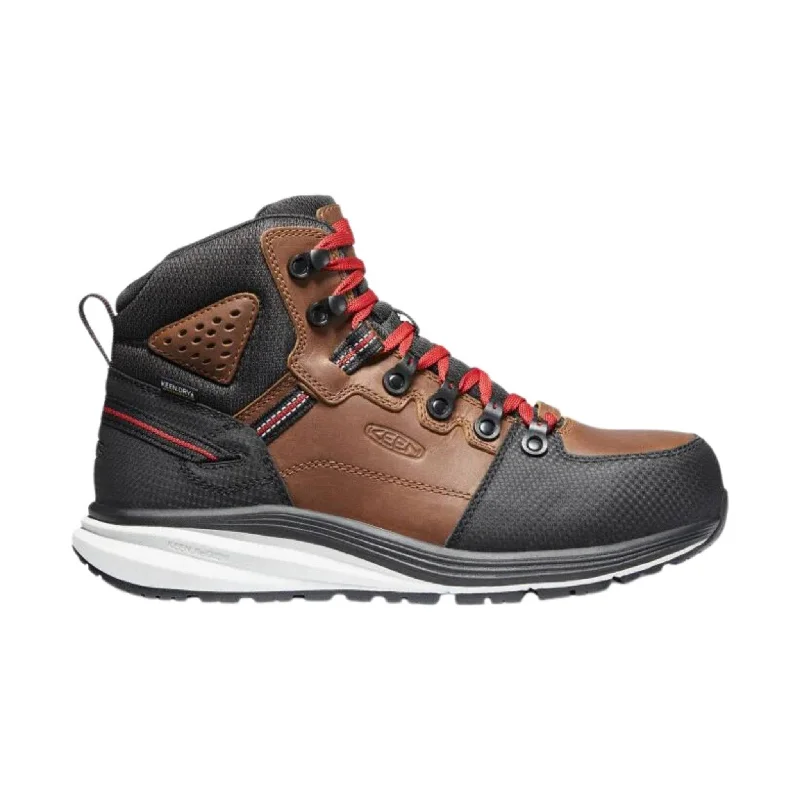 KEEN Utility Men's Red Hook Mid Waterproof Carbon Fiber Toe Work Boot - Tobacco/Black