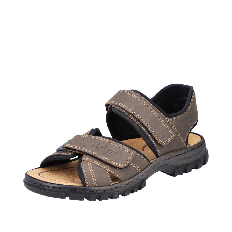 Rieker 25051-27 Mens Wide Brown Strap Sandals