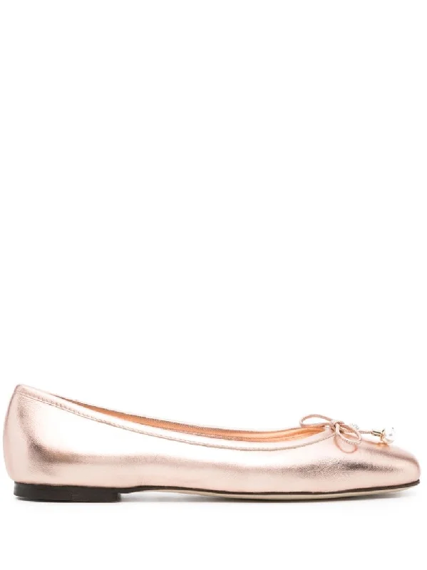 JIMMY CHOO Elegant Slip-On Metallic Leather Ballet Flats