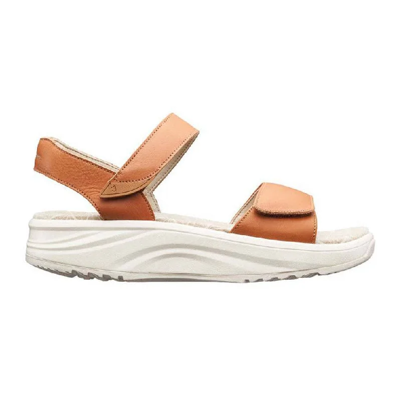 Joya Flores Ladies Light Brown Leather Arch Support Touch Fastening Sandals