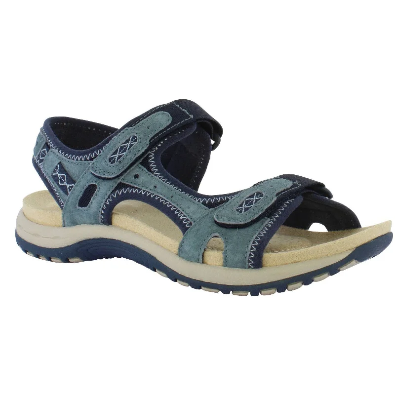 Free Spirit Frisco Ladies Navy Suede & Textile Touch Fastening Sandals