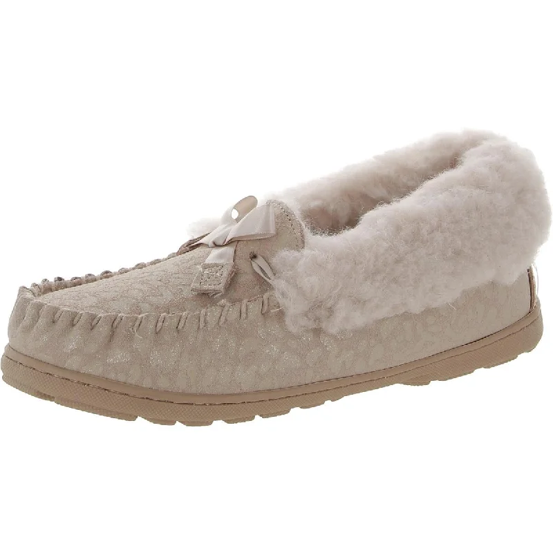 Bearpaw Womens Indio Exotic Suede Glitter Moccasin Slippers