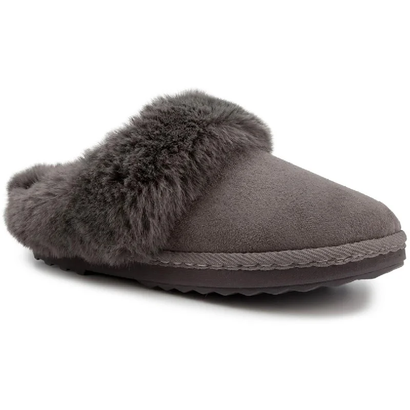 London Fog Womens Josie Faux Suede Cozy Slide Slippers