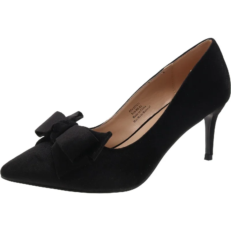 Womens Velveteen Bow Pumps