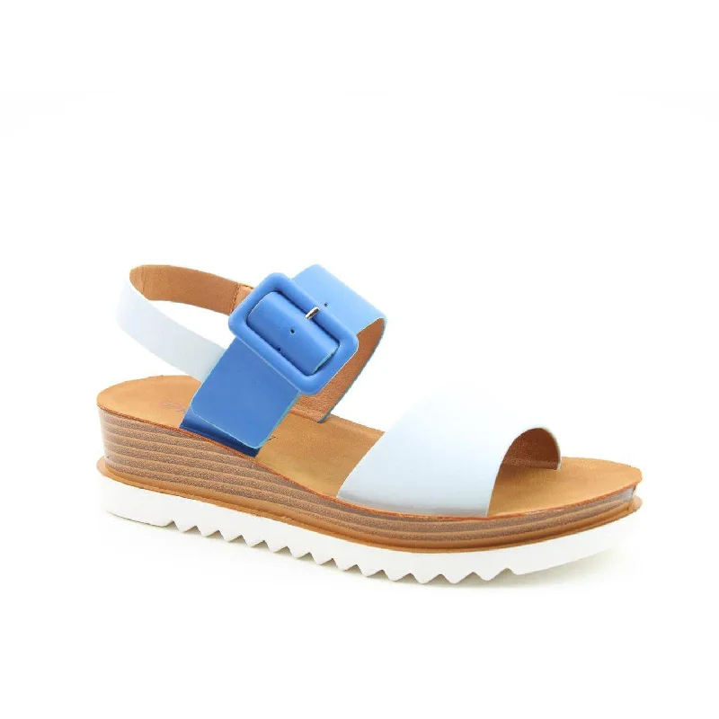 Heavenly Feet Pistachio Ladies Blue And Duck Egg Vegan Buckle Sandals