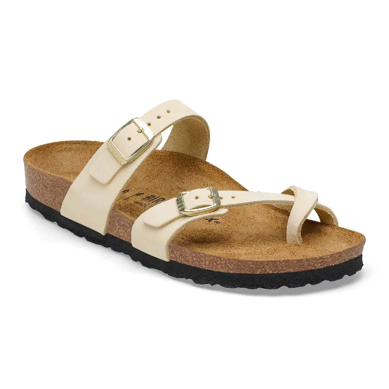 Birkenstock Mayari Ladies Ecru Nubuck Leather Arch Support Buckle Sandals