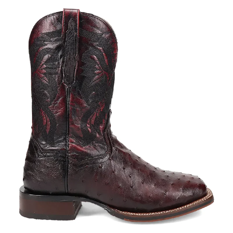 Alamosa Ostrich Embroidered Square Toe Cowboy Boots