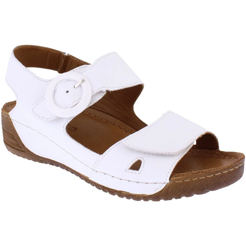 Adesso A7195 Lily Ladies White Leather Touch Fastening Sandals