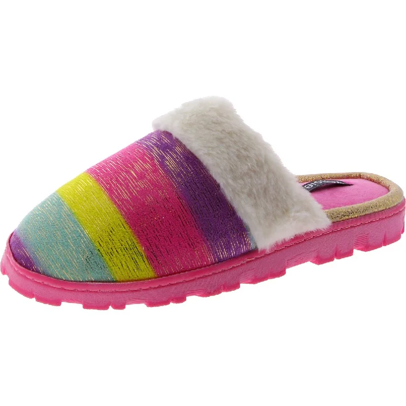 Kensie Womens Faux Fur Round toe Slide Slippers