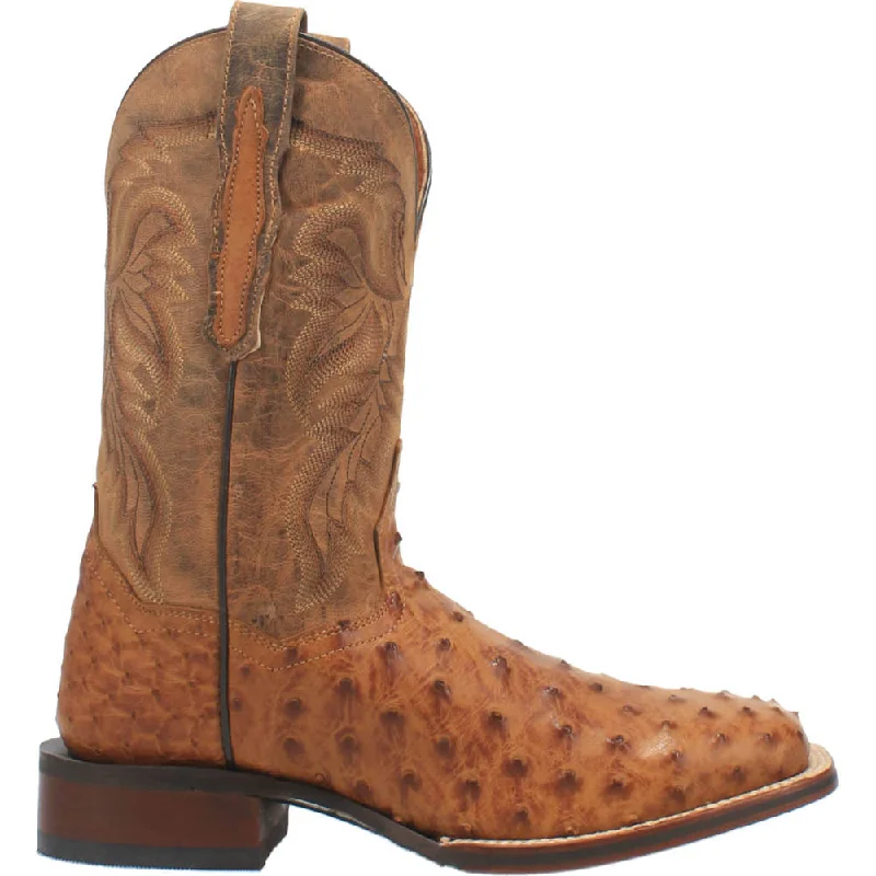 Alamosa Ostrich Embroidered Square Toe Cowboy Boots