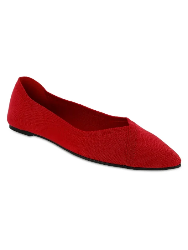 Elanna Womens Solid Knit Ballet Flats