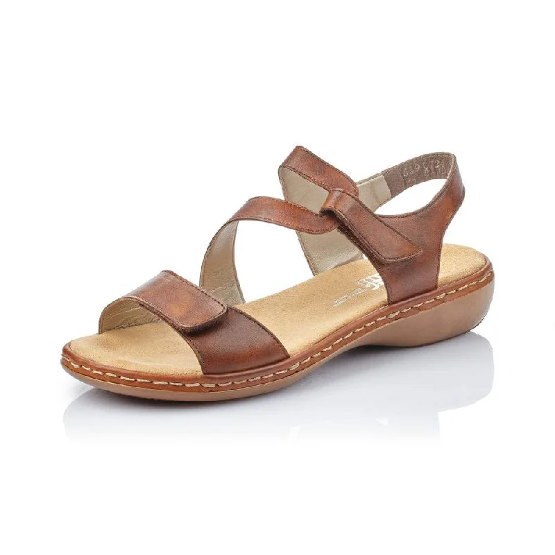 Rieker 659C7-24 Ladies Cognac Leather Strappy Sandal