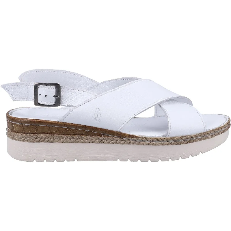 Hush Puppies Saphira Ladies White Leather Buckle Sandals