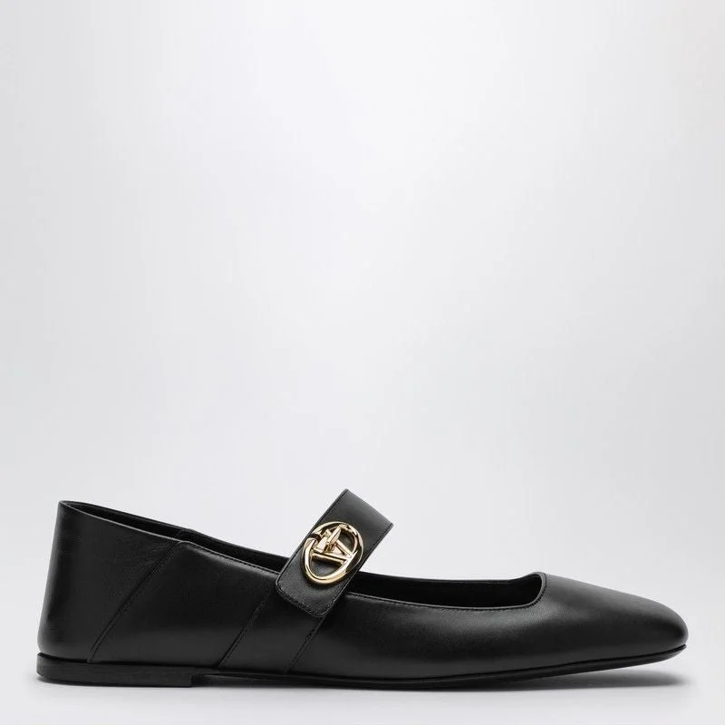 VALENTINO Elegant Ballerina Flats with Golden Logo Buckle